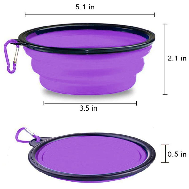 AYECEHI Portable Silicone Collapsible Dog Bowls, 2 Pack Dog Bowl Travel Collapsible Bowls Water Feeding Travel Bowl Cup Dish for Pet Dogs and Cats - with 2 Pack Carabiners - Image 3